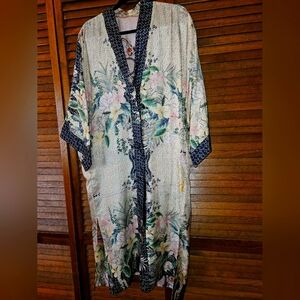 Johnny Was Silk Reversible Floral Kimono